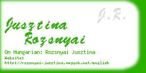 jusztina rozsnyai business card